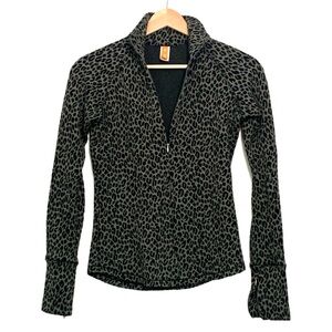 Lucy Long Sleeve Pull Over 1/4 Zip Up Leopard Print Women's XS Sweater Top